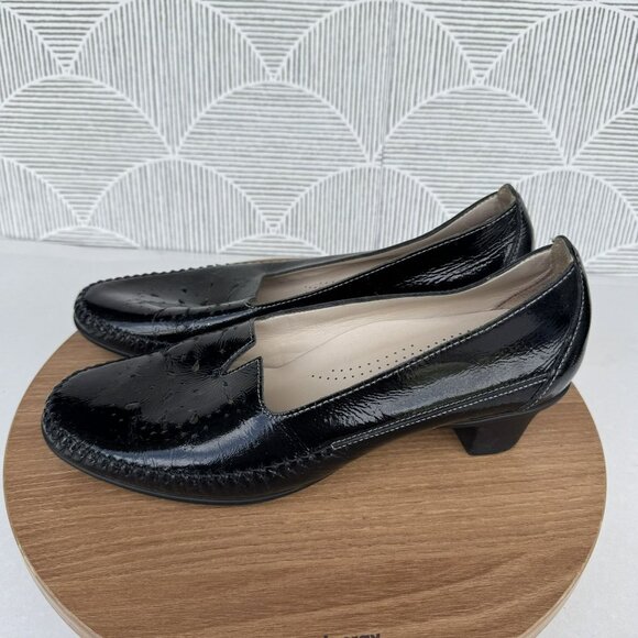 SAS Sonya Womens Black Patent‎ Leather Comfort loafer Heels Size 8 M VGUC - Picture 3 of 7